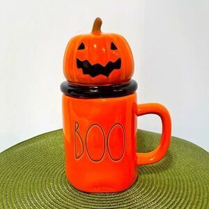 Rae Dunn Boo Halloween Pumpkin Mug with Topper NWT